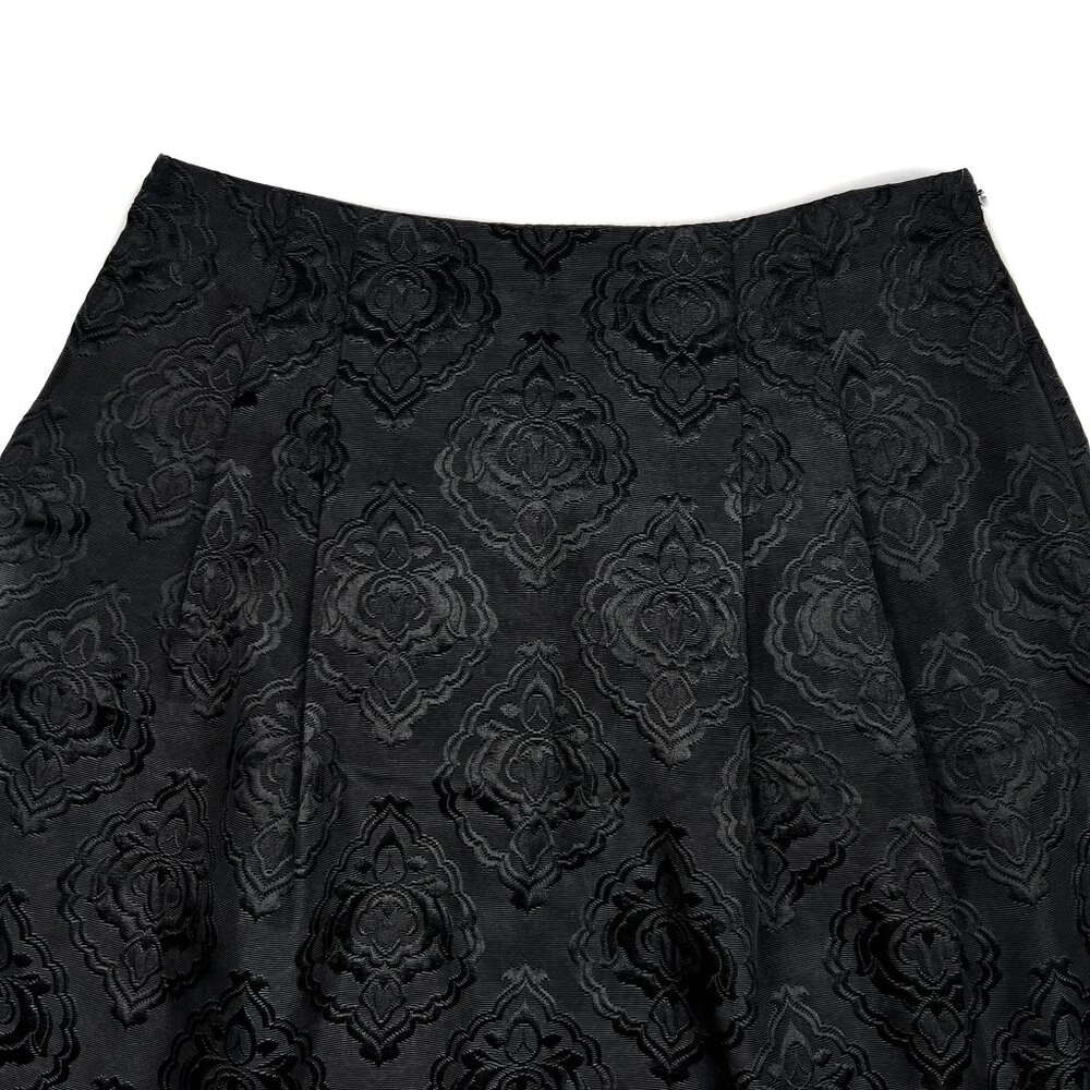 Talbots Pleated Woven Damask Jacquard A-Line Midi Skirt in Black Size 16P - NWOT - Picture 5 of 9